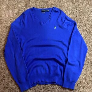 Ralph Lauren Men's Royal Blue V-Neck Sweater